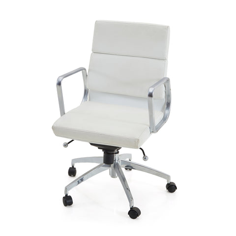 White Leather Two-Pad Rolling Office Chair