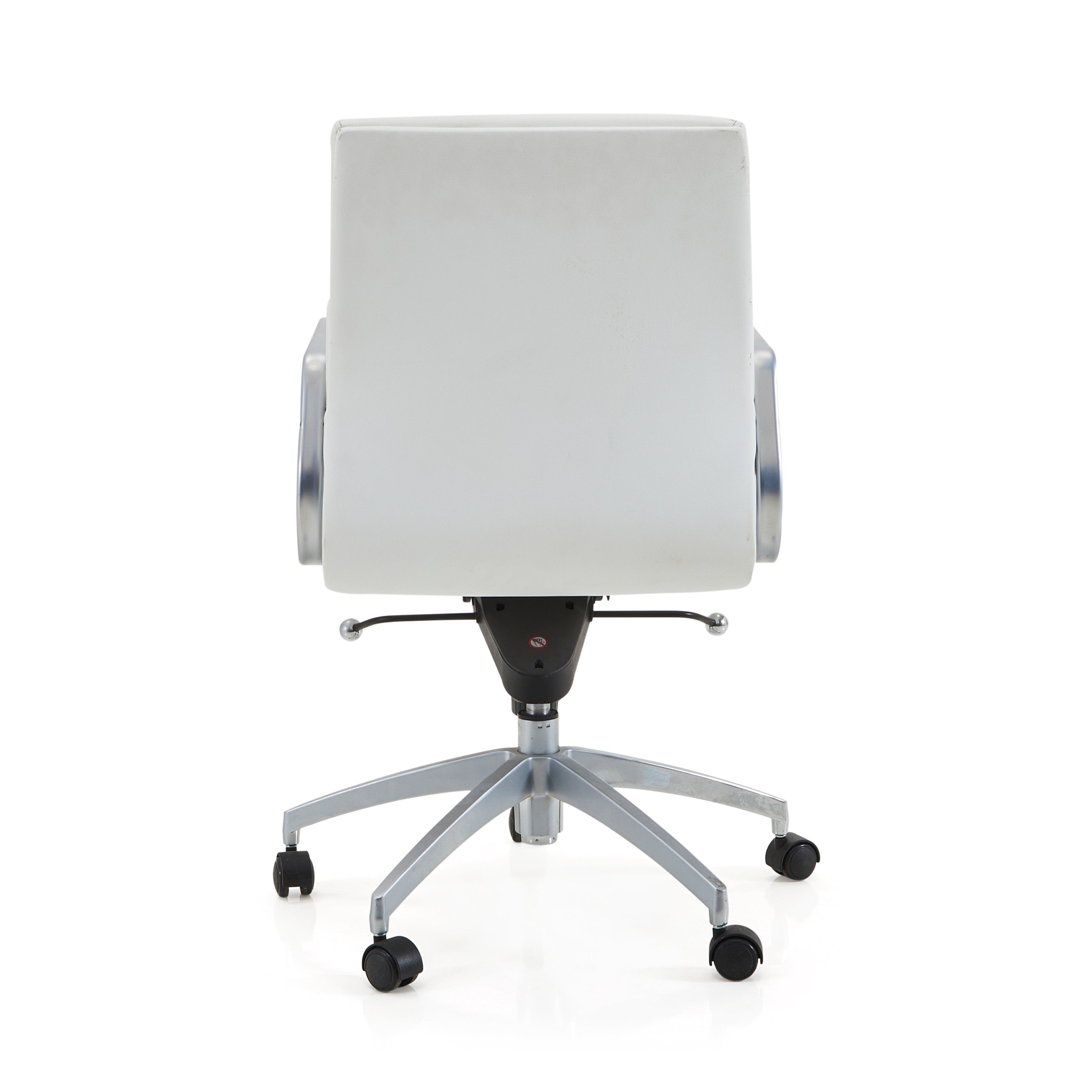 White Leather Two-Pad Rolling Office Chair - Gil & Roy Props