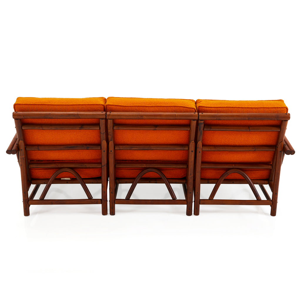 Orange & Rattan Frame Vintage Couch
