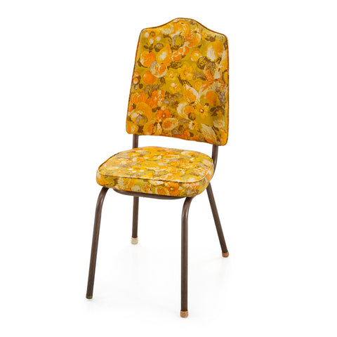 Orange Floral Vinyl Dining Chair