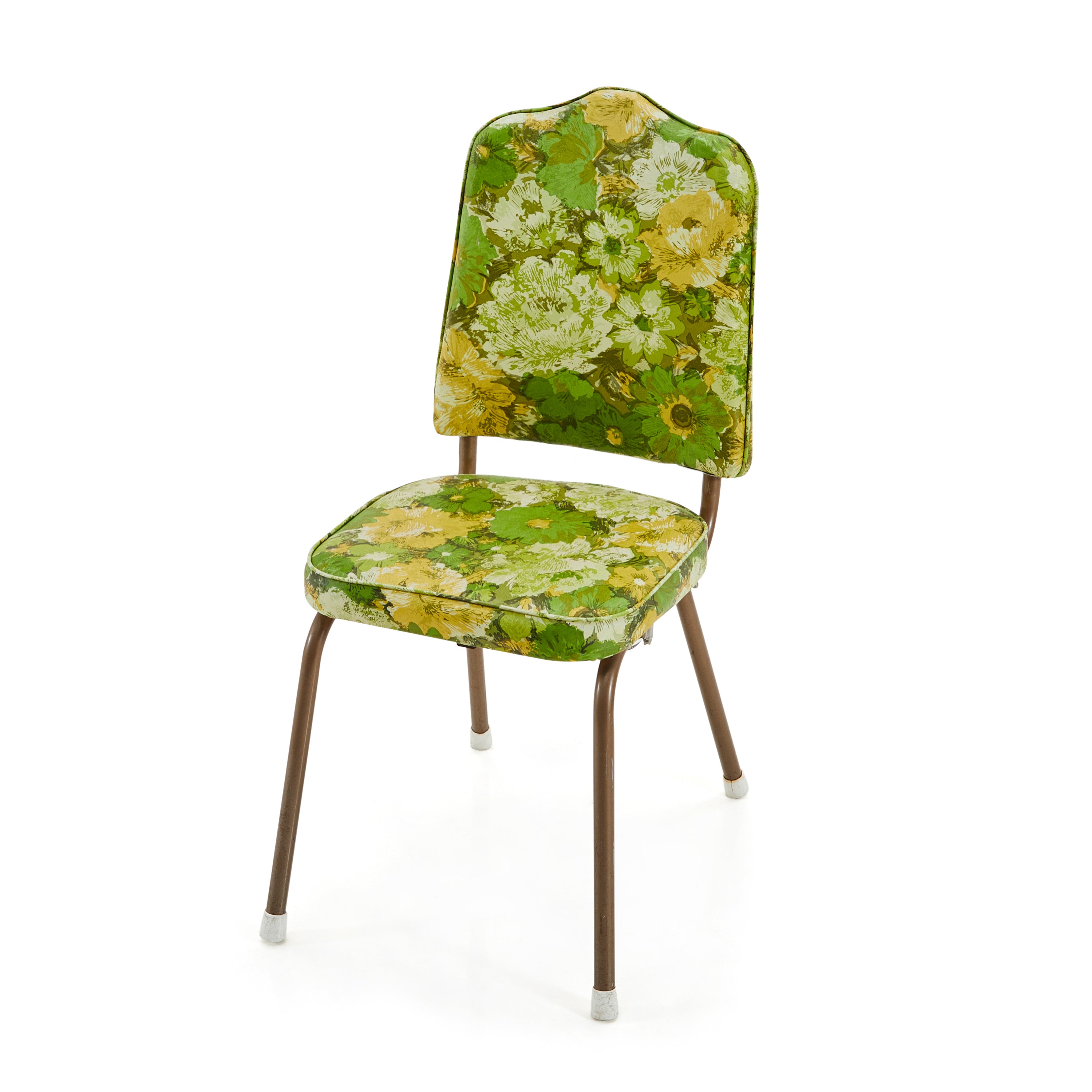 Green Yellow Floral Vinyl Dining Chair Gil Roy Props
