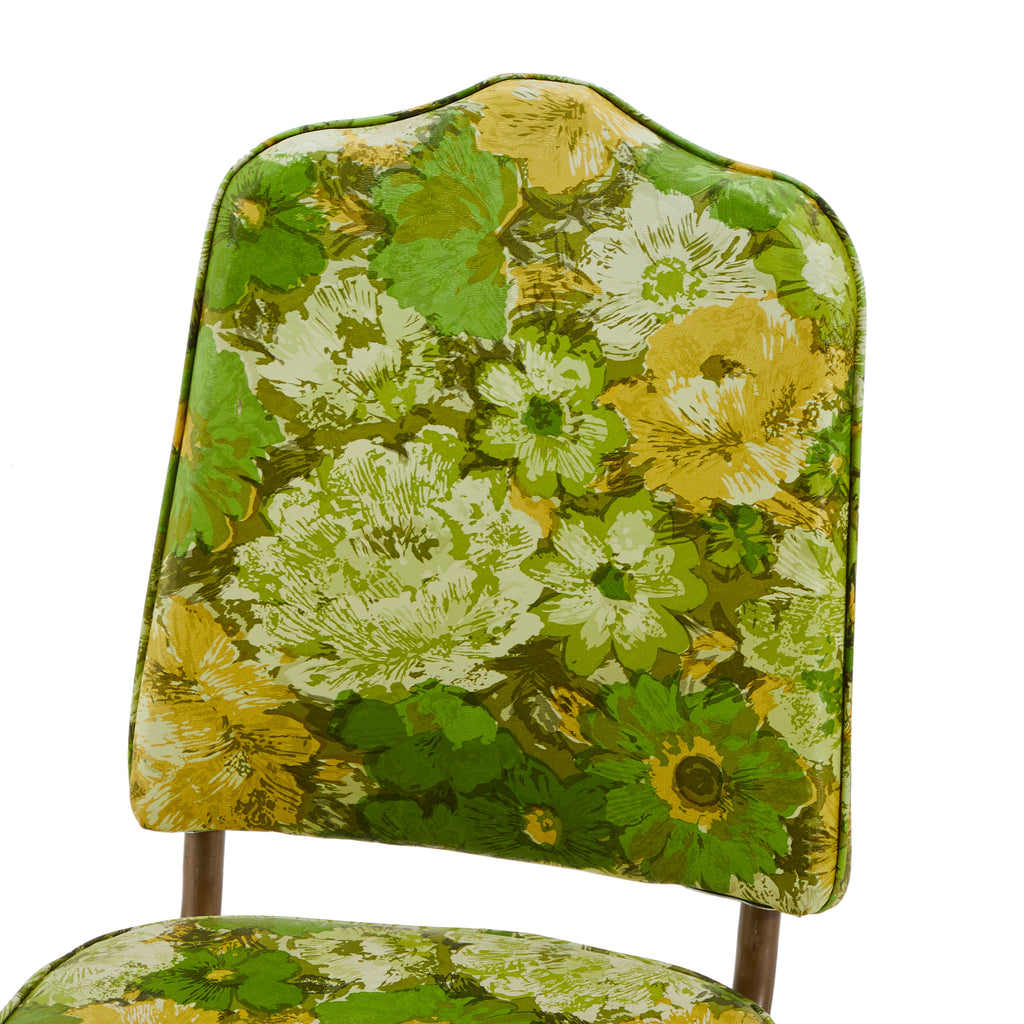 Green & Yellow Floral Vinyl Dining Chair