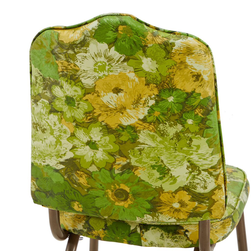 Green & Yellow Floral Vinyl Dining Chair