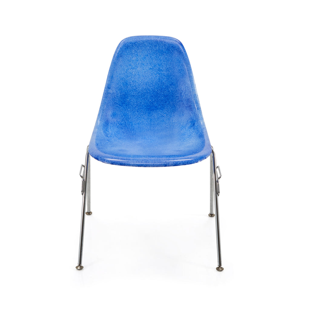 Blue Side Shell Chair with Stacking Metal Base