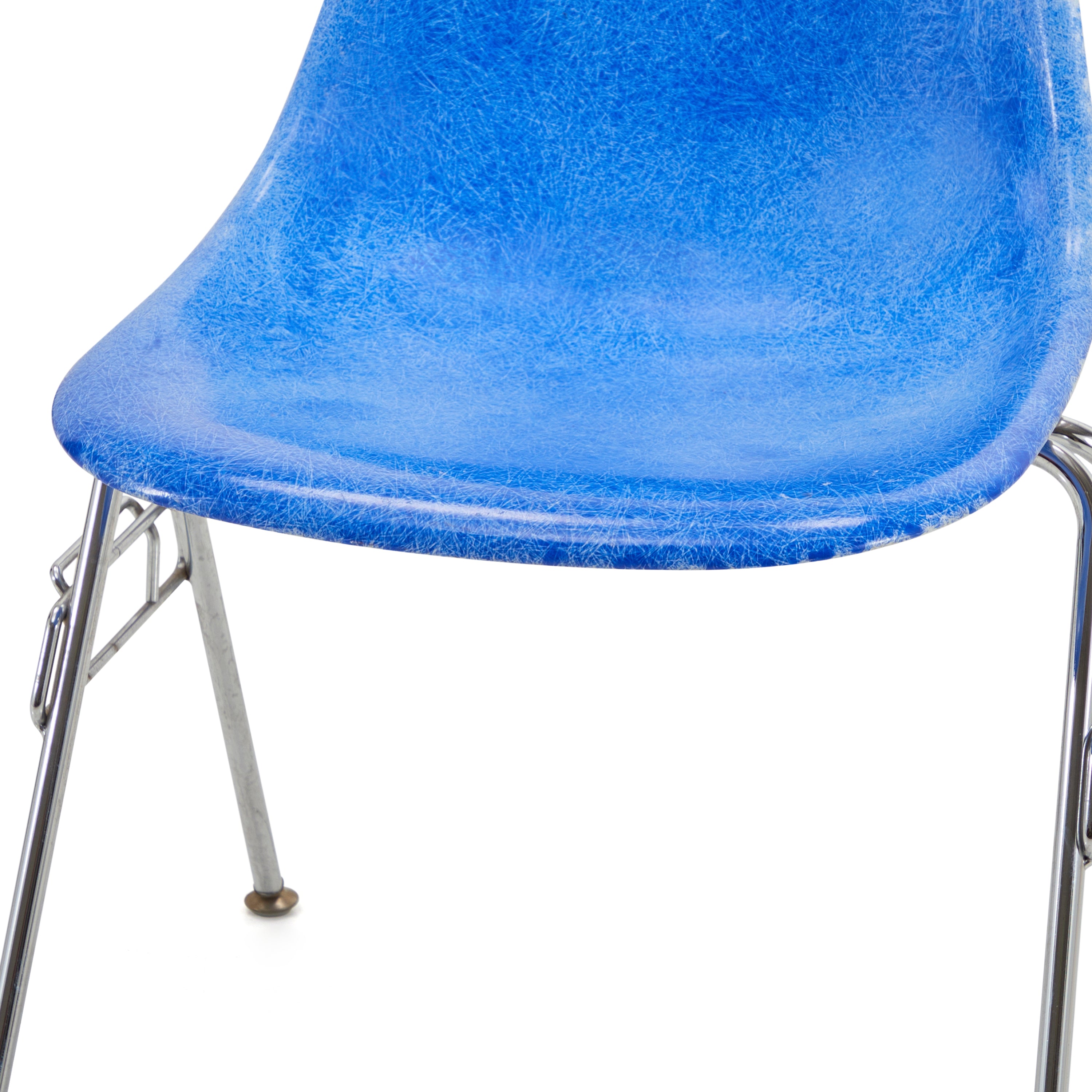 Blue Side Shell Chair with Stacking Metal Base - Gil & Roy Props