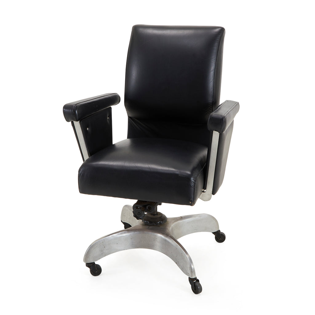Black Leather Metal Base Office Chair