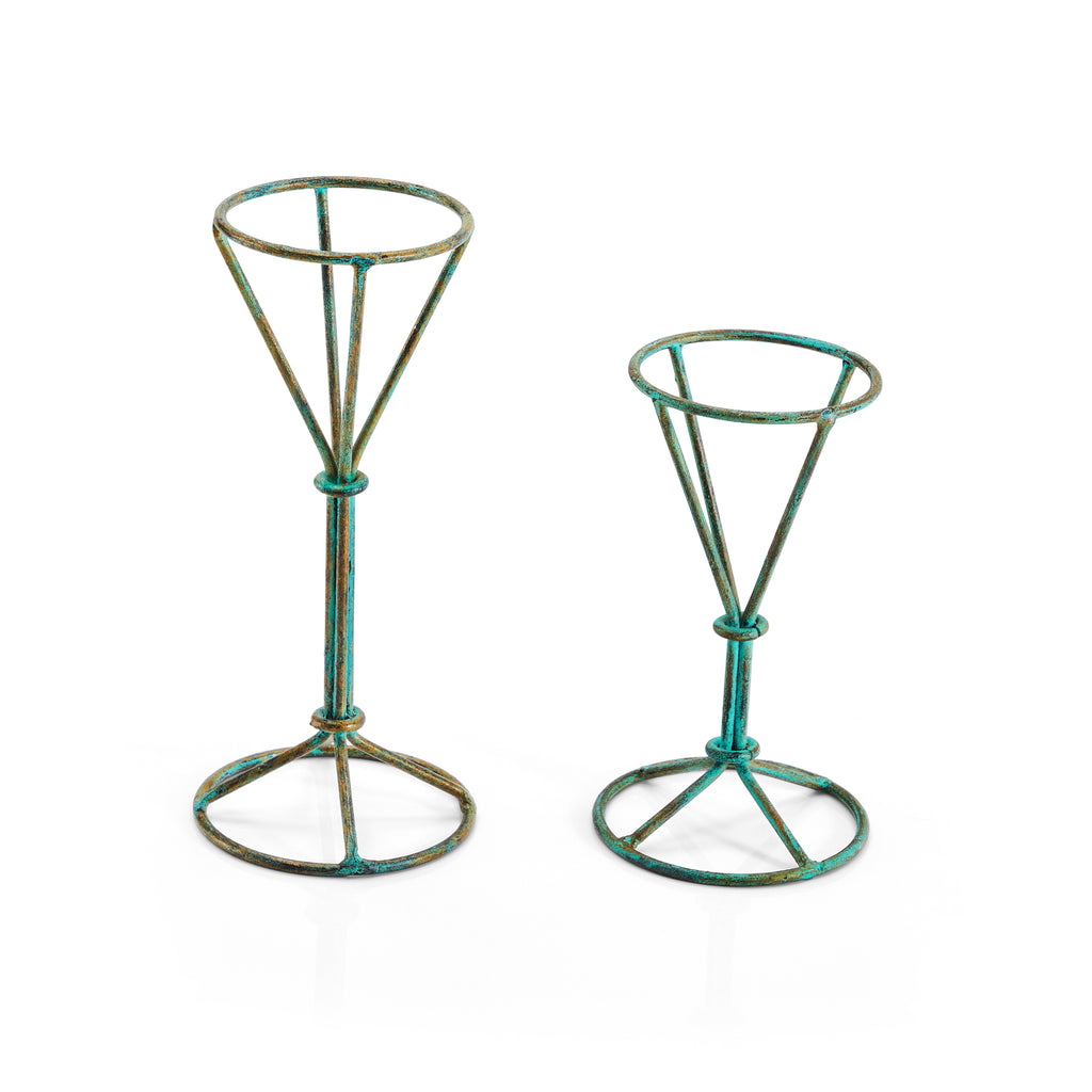 Bronze & Turquoise Metal Candle Holder Small