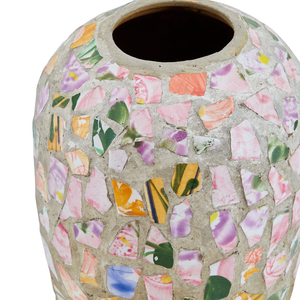 Grey Stone & Recycled Multicolor Ceramic Vase
