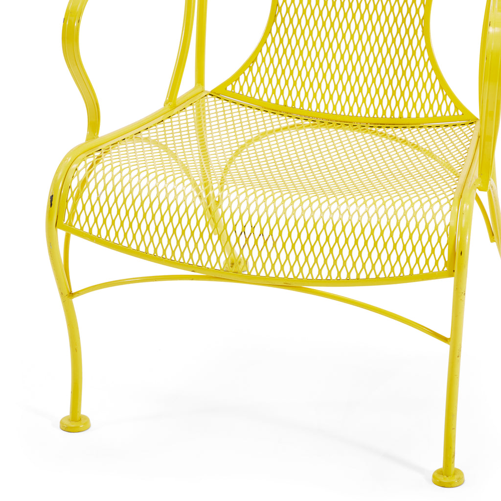 Yellow Metal High-Backed Outdoor Chair