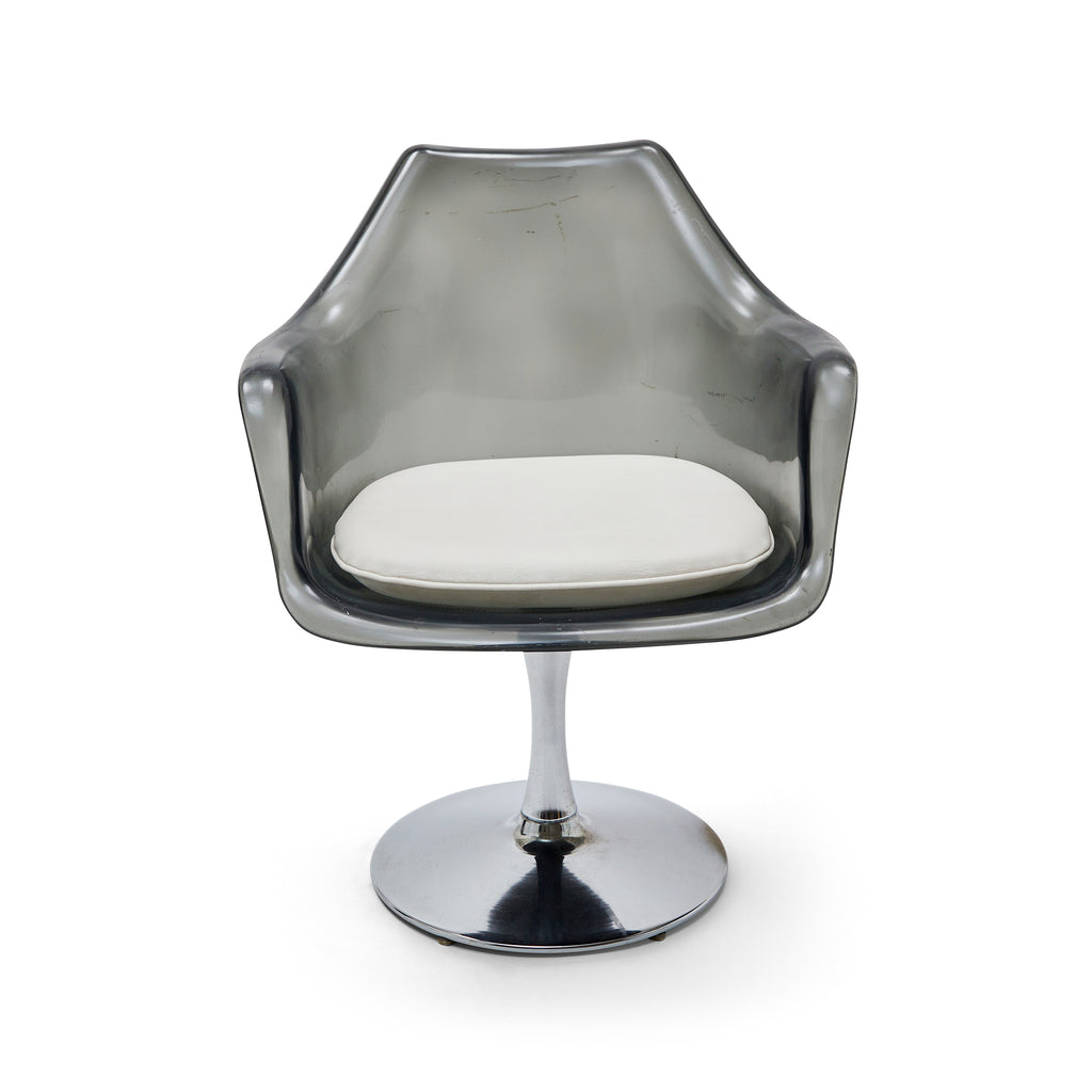 Lucite Grey & Chrome Tulip Chair