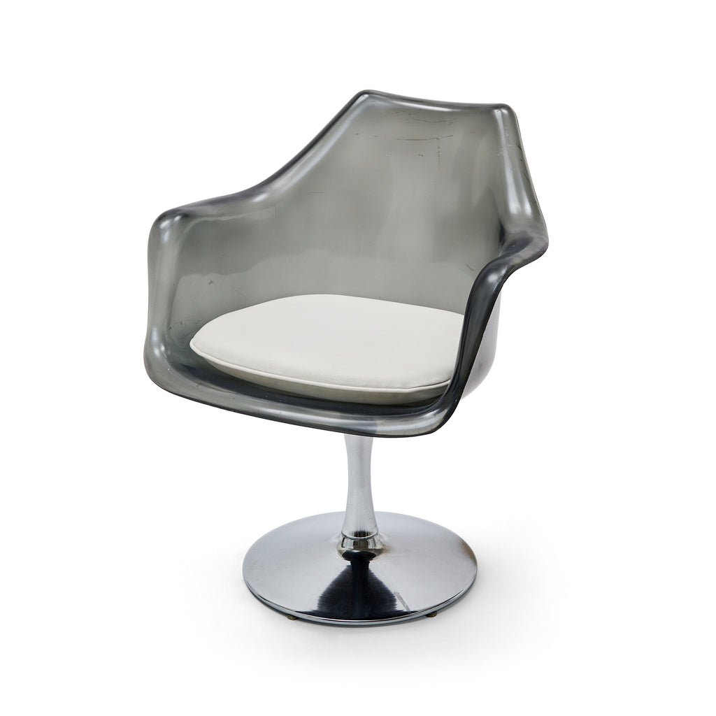 Lucite Grey & Chrome Tulip Chair