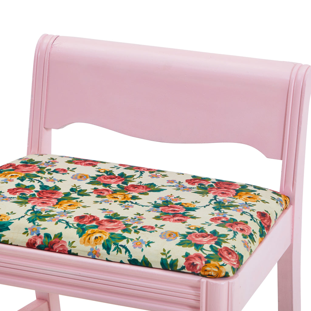 Pink & Floral Low Side Chair