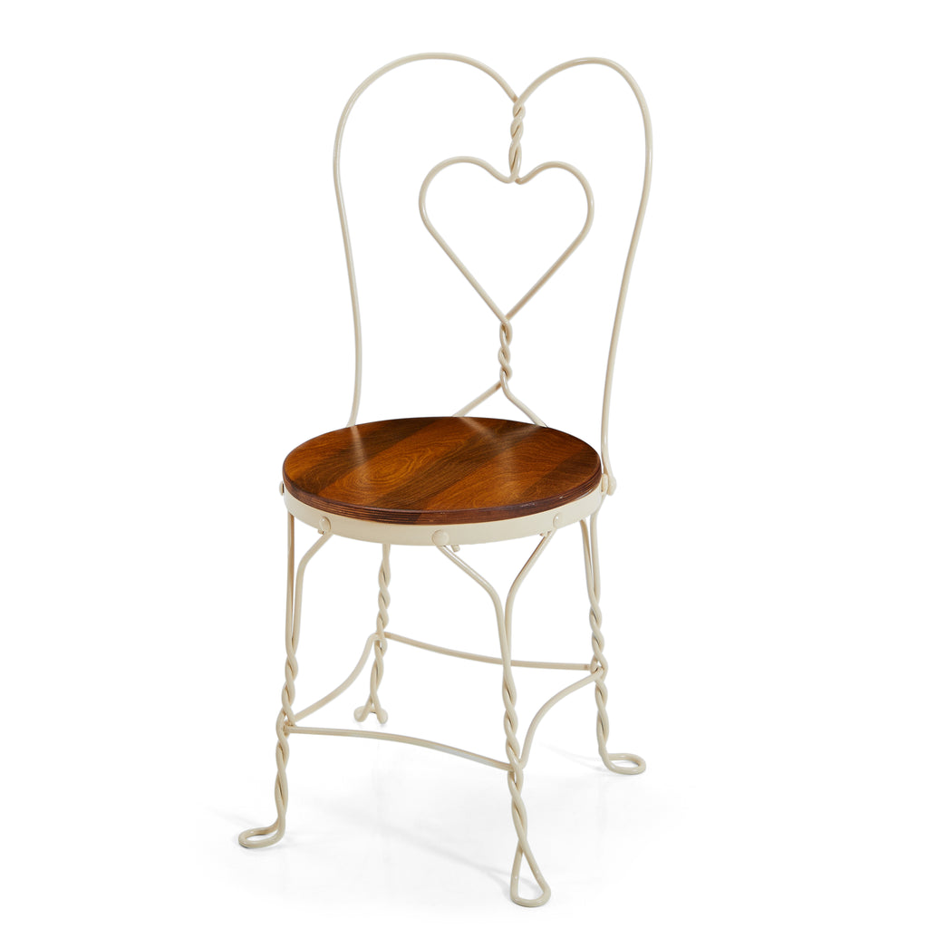 Wood & White Metal Patio Dining Chair