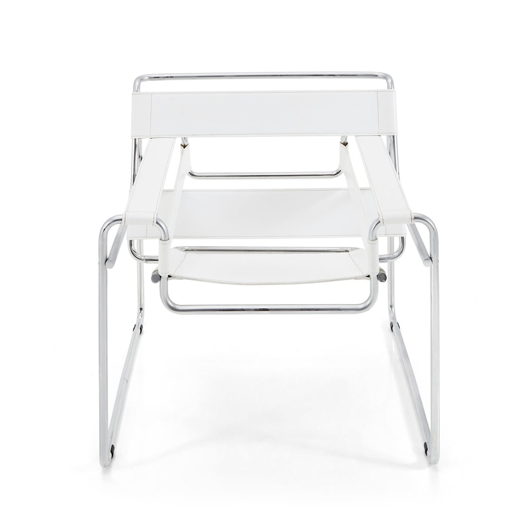 White Leather Wassily Lounge Chair