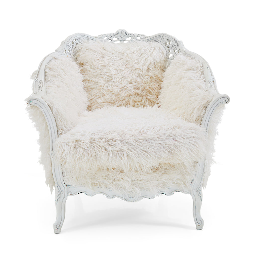 White Victorian Furry Armchair