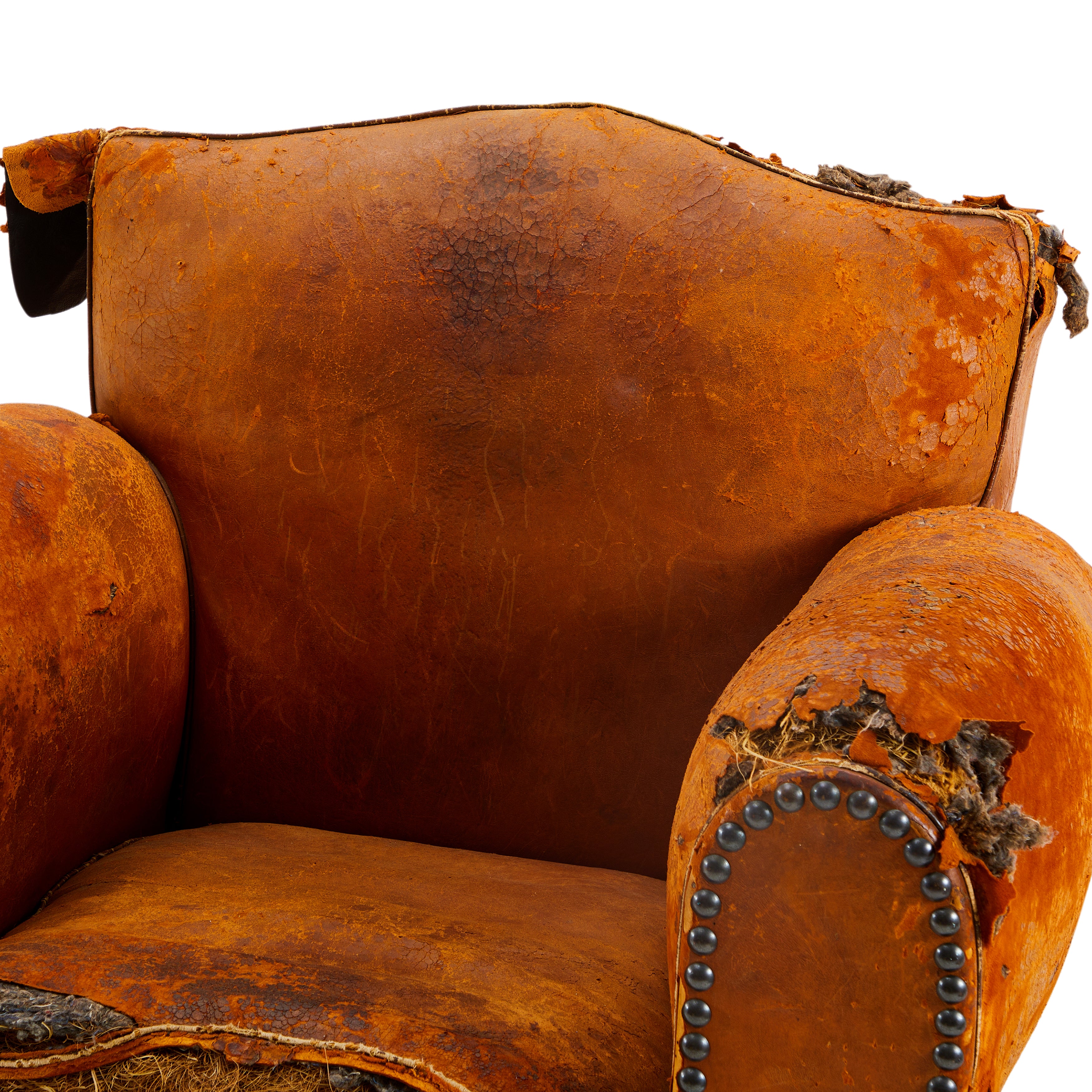 Brown Rustic Leather Club Chair - Gil & Roy Props