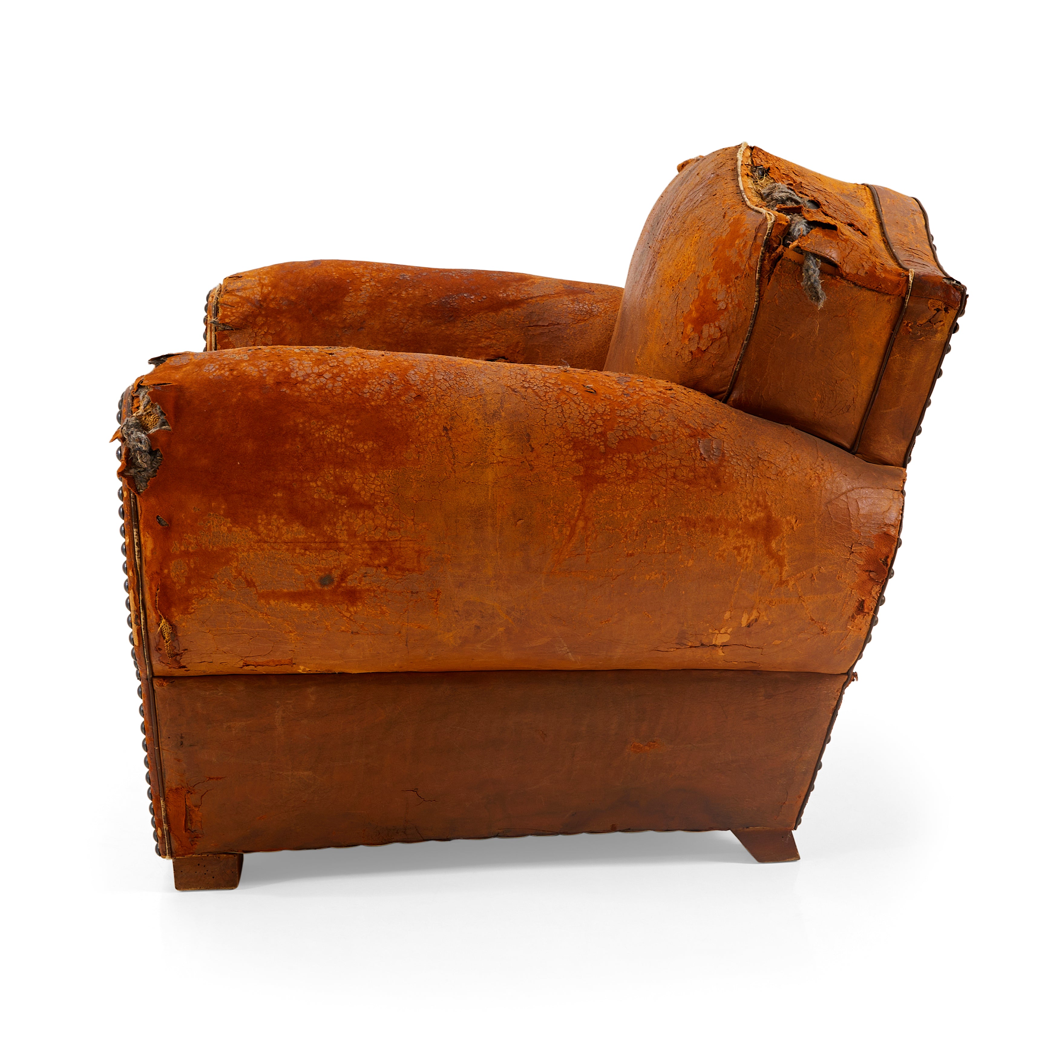 Brown Rustic Leather Club Chair - Gil & Roy Props