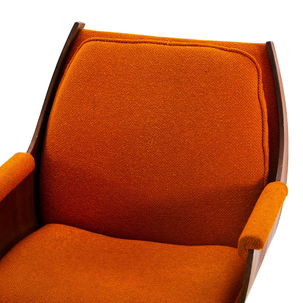 Orange Mid-Century Modern Rolling Upholstered Office Chair