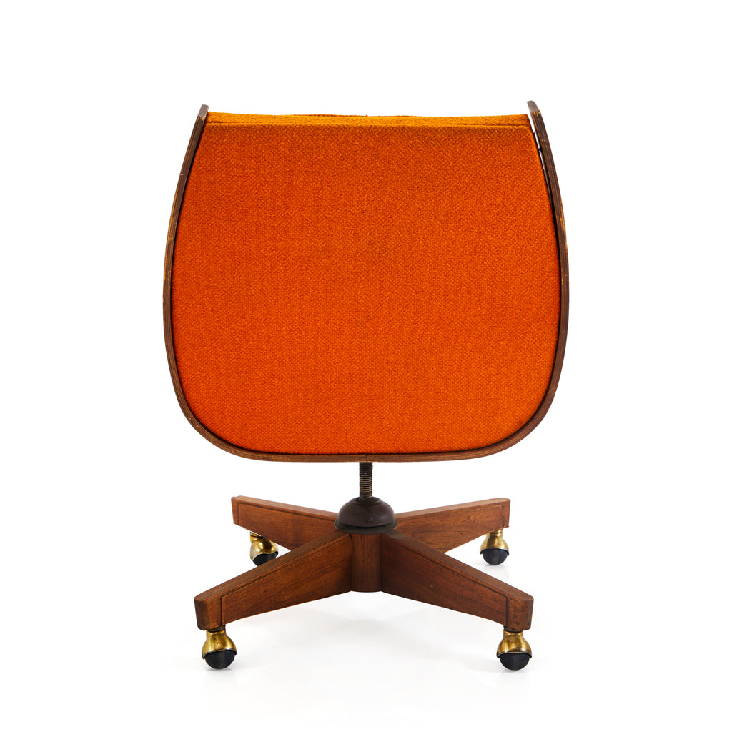 Orange Mid-Century Modern Rolling Upholstered Office Chair