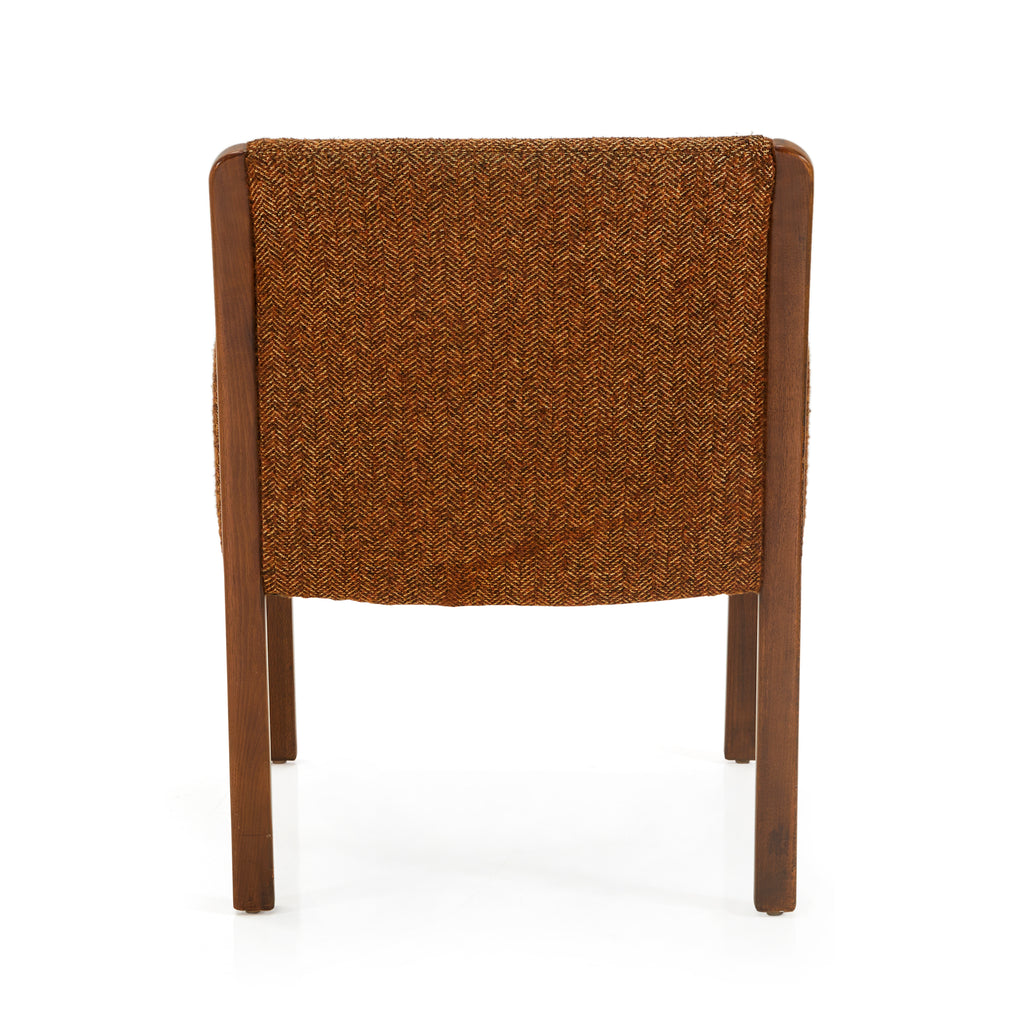 Brown Tweed & Wood Mid-Century Arm Chair