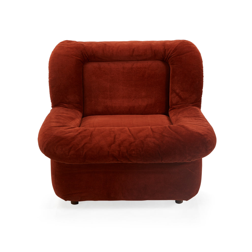 Red Suede Wide Lounge Chair