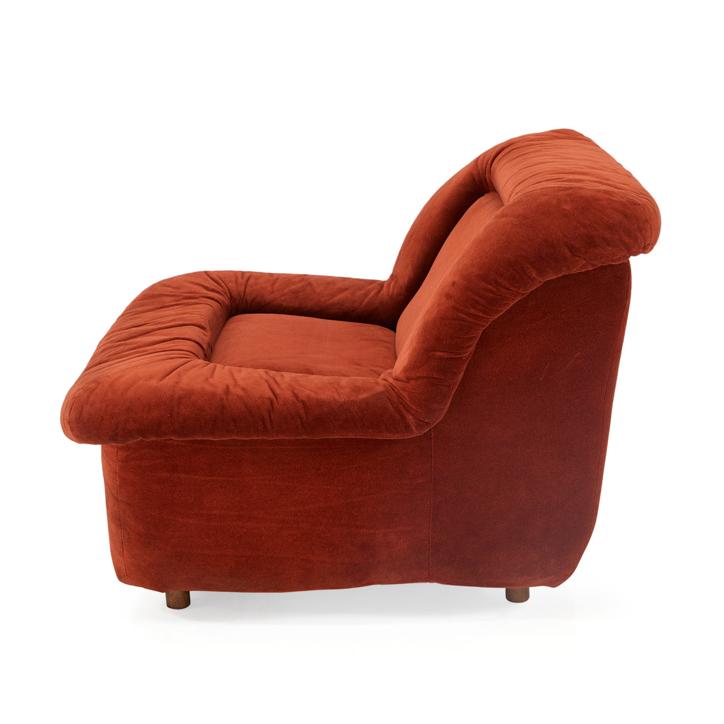 Red Suede Wide Lounge Chair