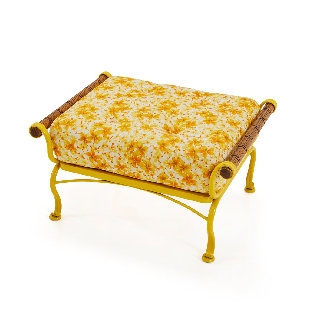 Yellow Floral Outdoor Ottoman