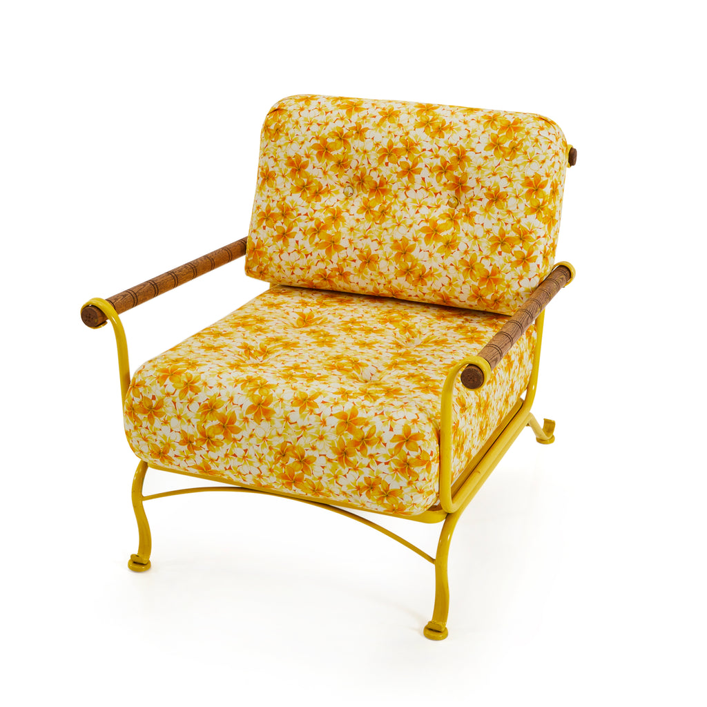 Yellow Floral Outdoor Arm Chair