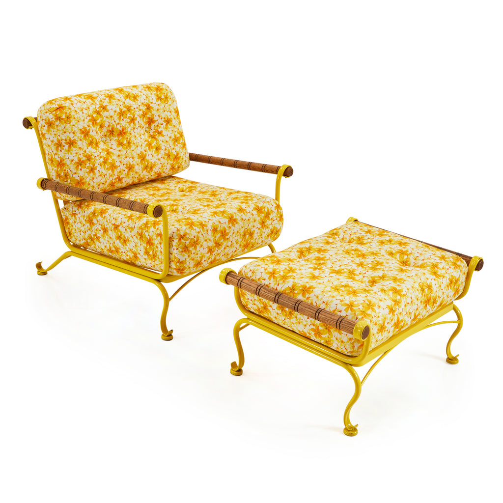Yellow Floral Outdoor Arm Chair