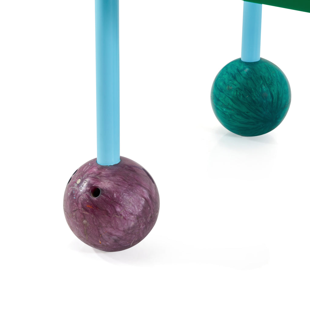 Green & Blue Memphis Style Bowling Ball Table