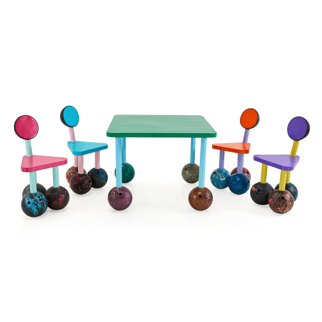 Green & Blue Memphis Style Bowling Ball Table