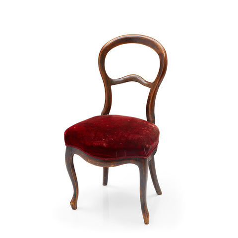 Wood & Red Velvet Traditional Side Chair