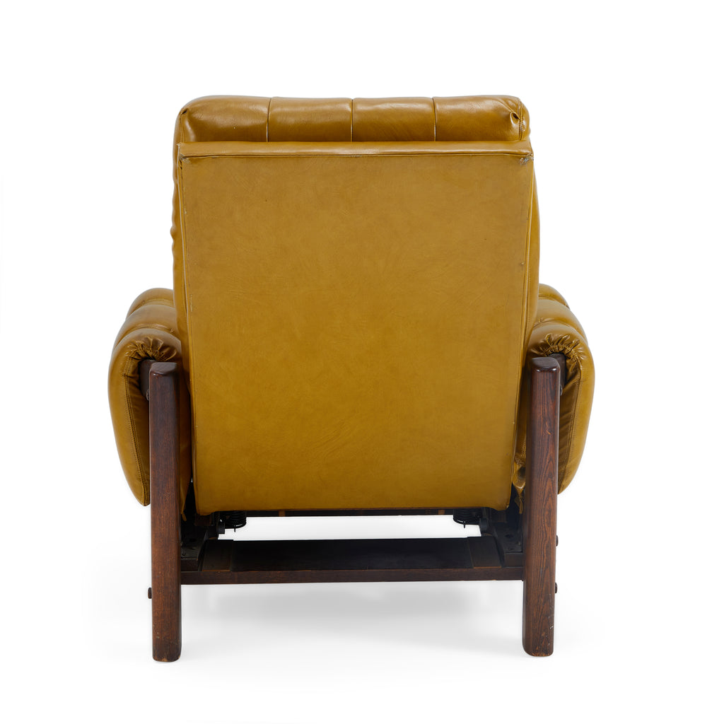 Brown Yellow Tufted Leather Reclining Lounge Chair