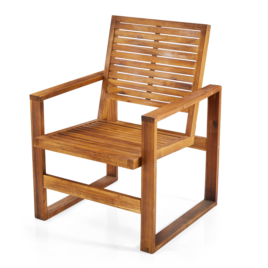 Wood Slatted Outdoor Lounge Chair
