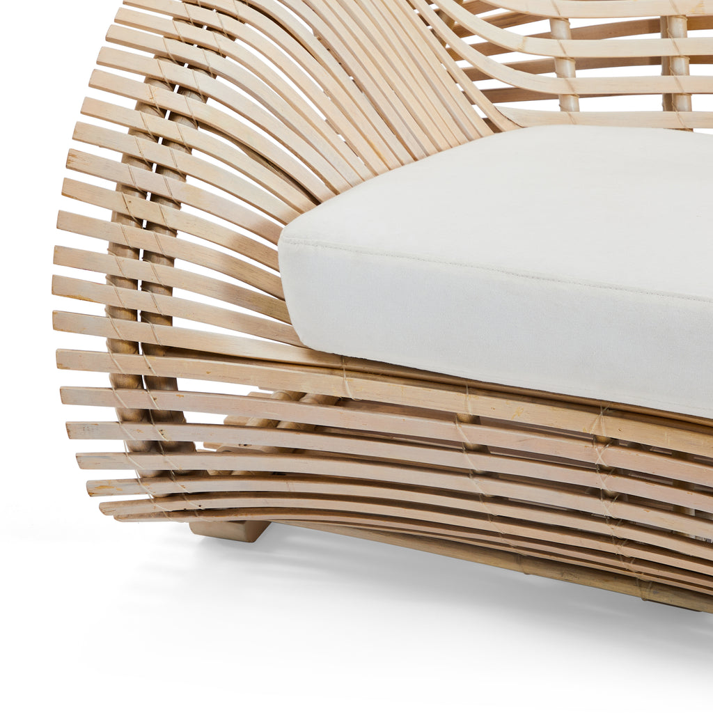 Wood Slatted Wide Contemporary Outdoor Lounge Chair