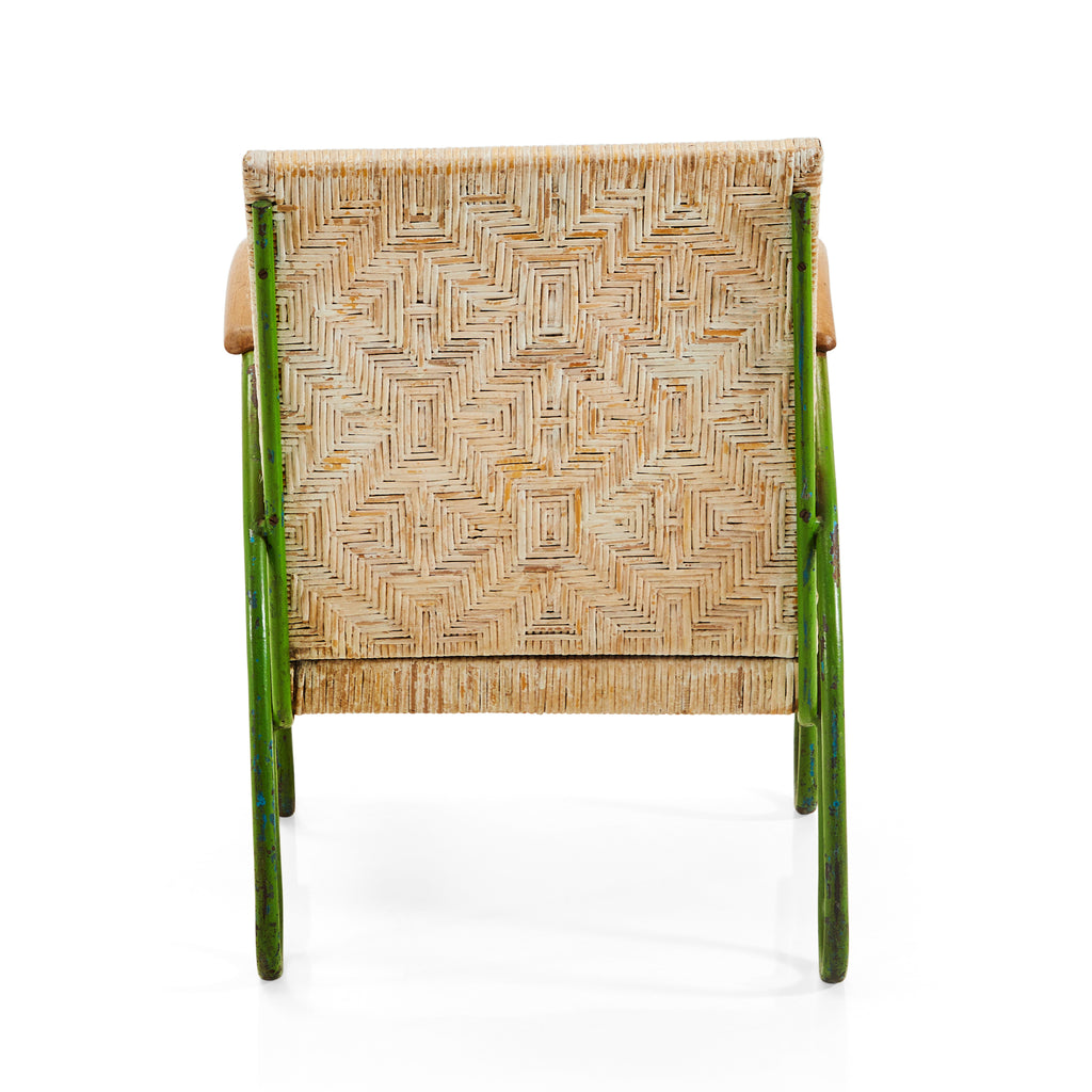 Wicker & Green Metal Rustic Lounge Chair