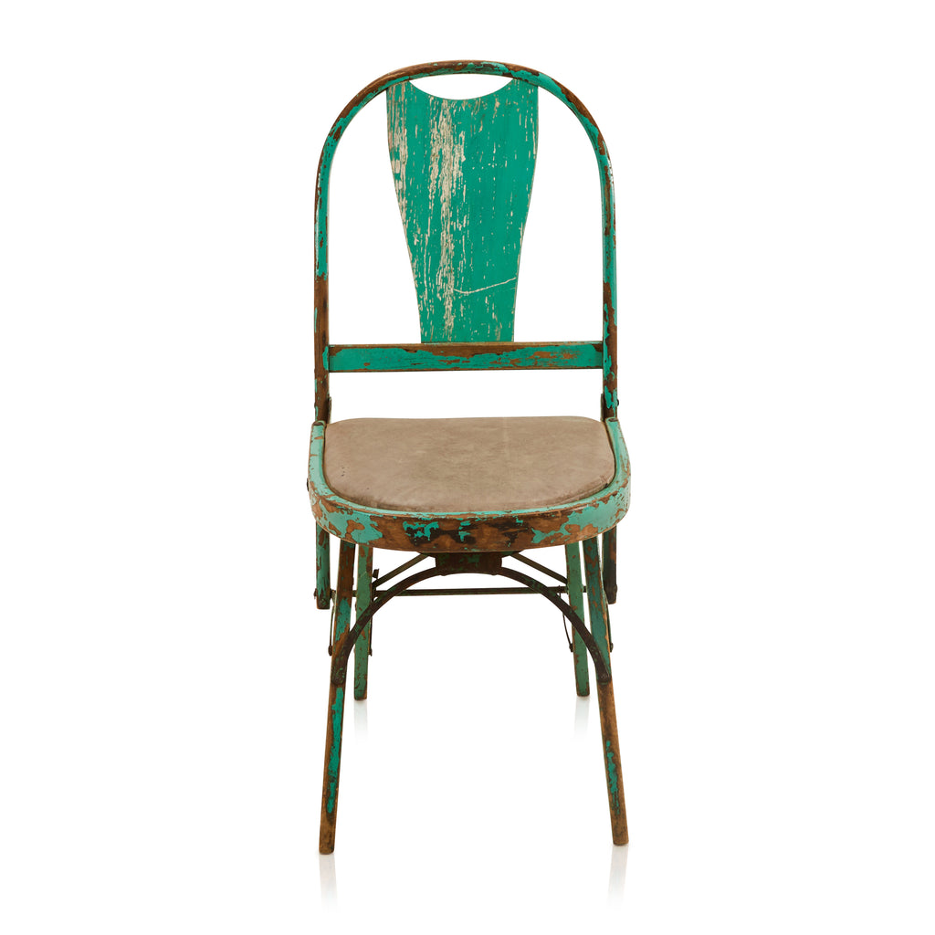 Turquoise Distressed Rustic Wood Side Chair