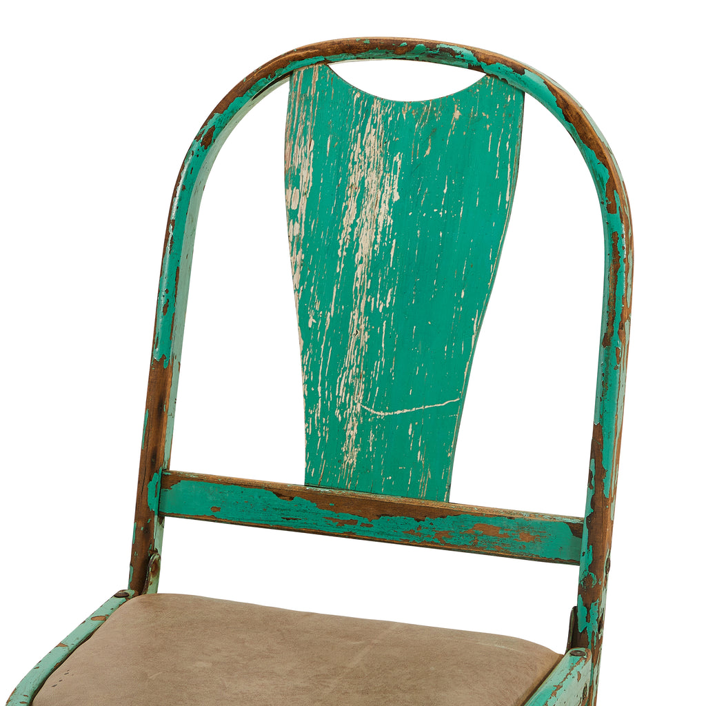 Turquoise Distressed Rustic Wood Side Chair