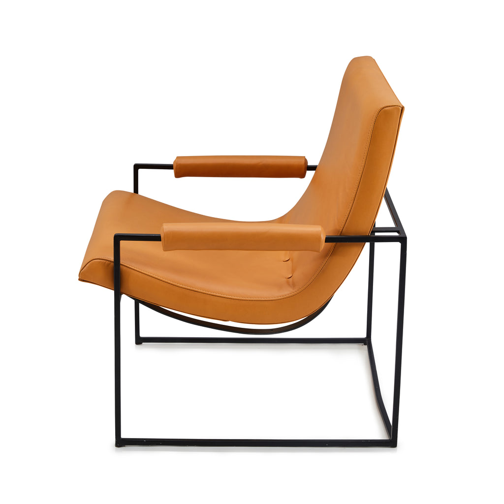 Tan Leather Contemporary Lounge Chair