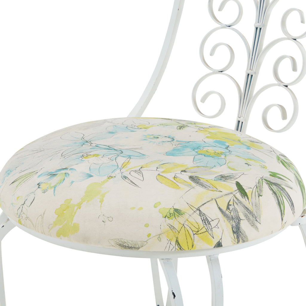 White Metal Ornate High Back Outdoor Chair