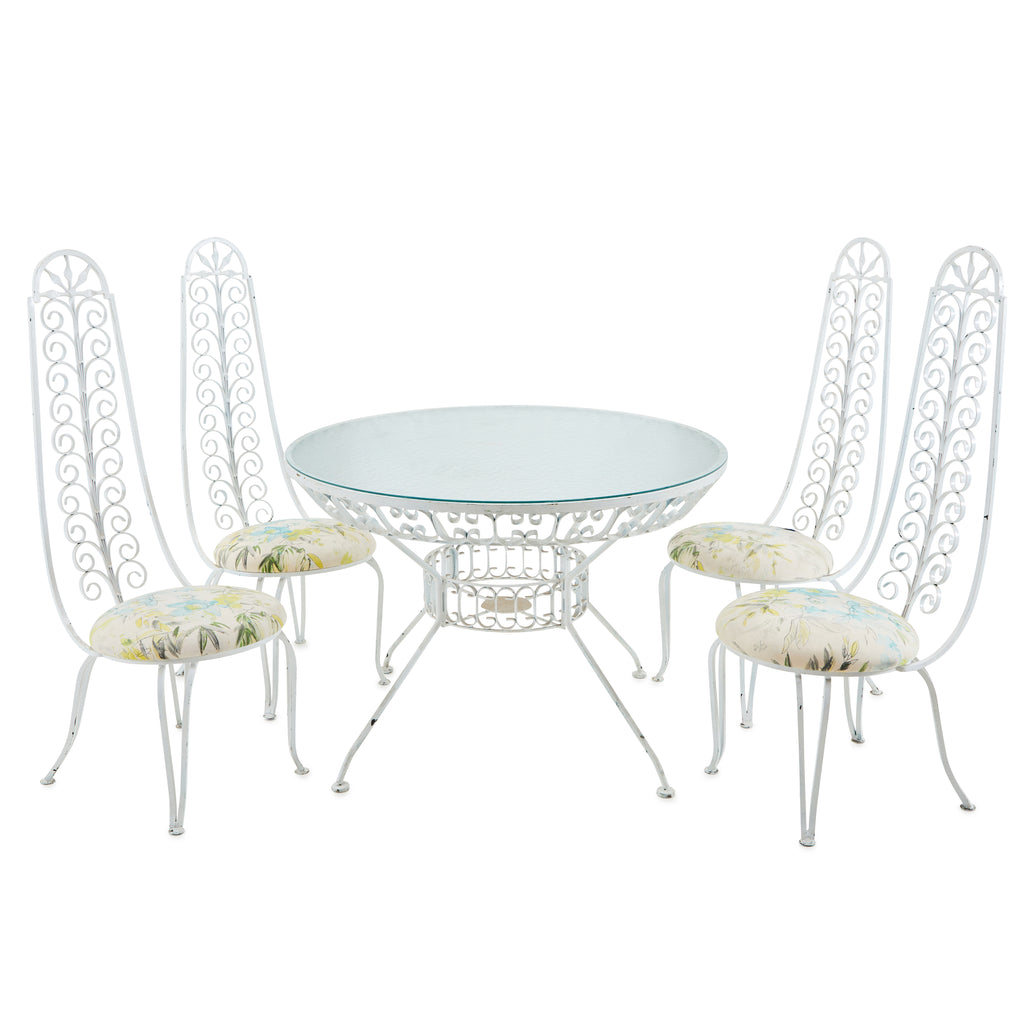 White Metal Ornate High Back Outdoor Chair