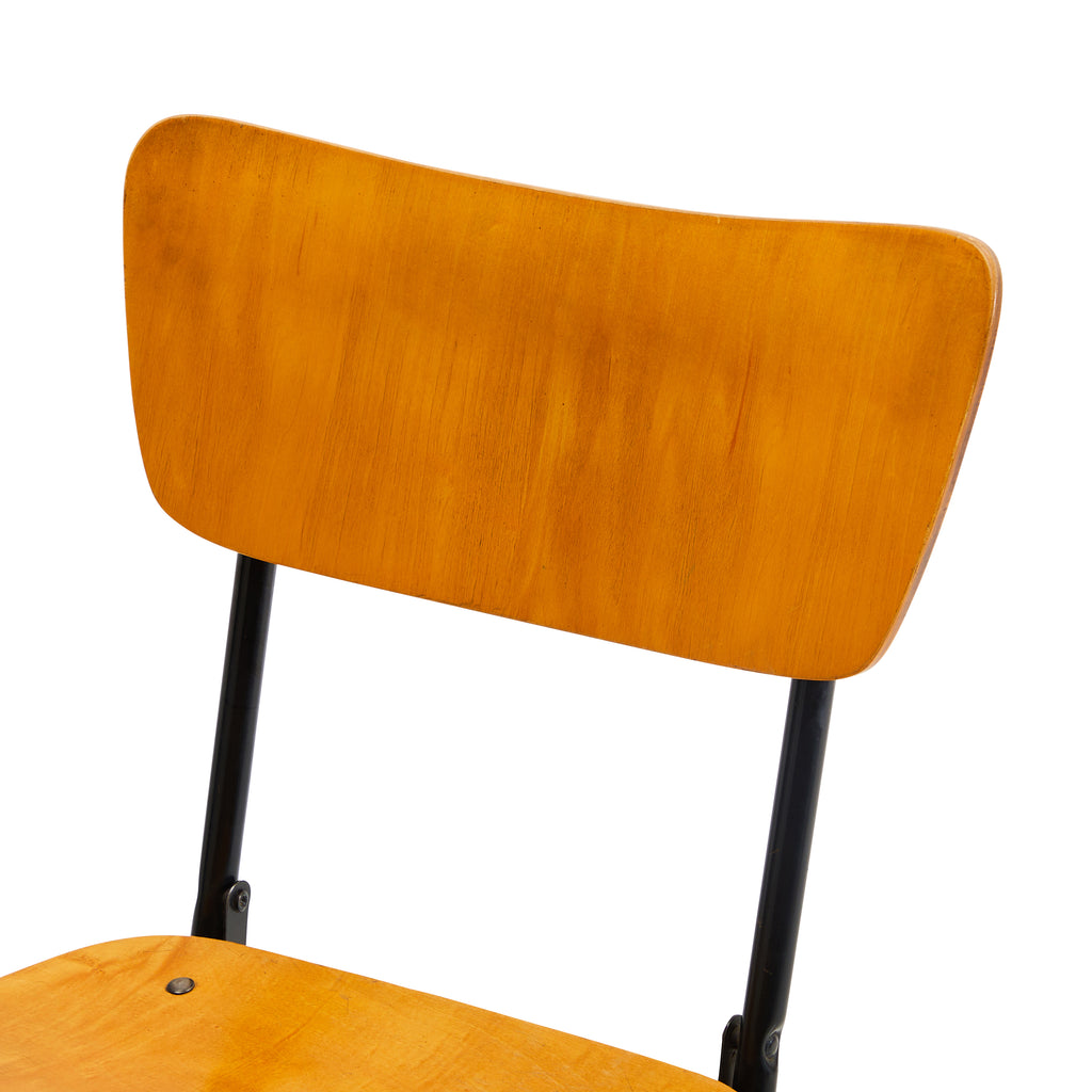 Wood & Black Metal School Chair
