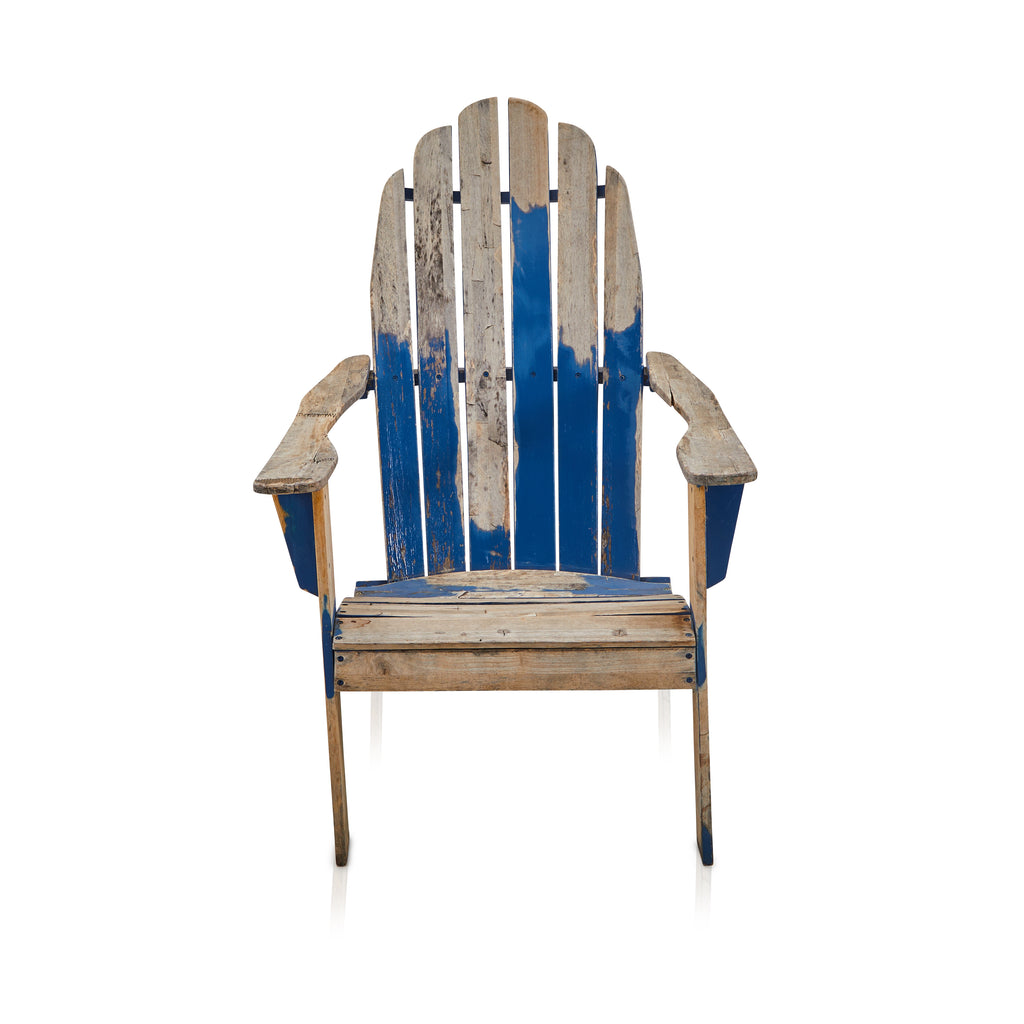 Blue Chipped Wood Rustic Adirondack Chair