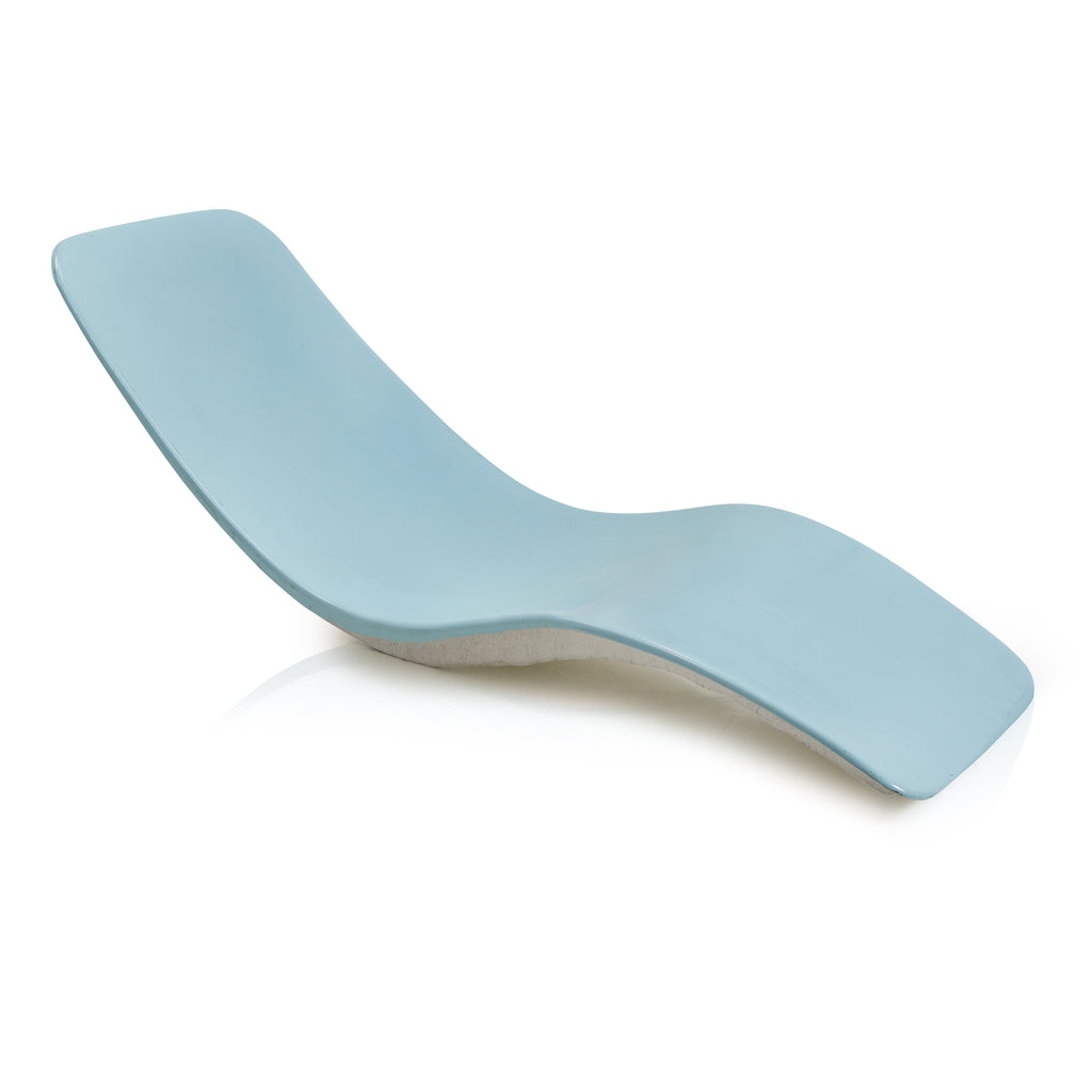Blue Fiberglass Curved Low Chaise