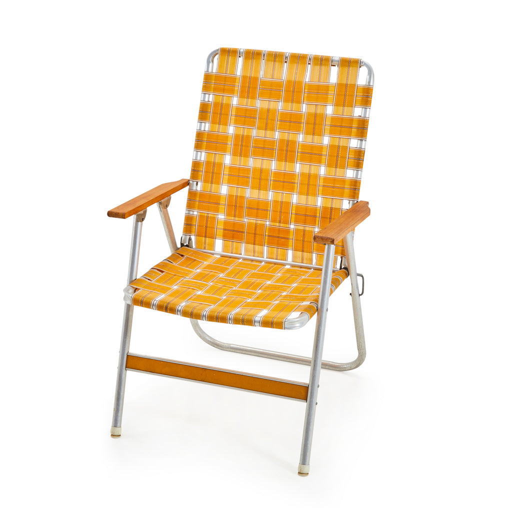Yellow Orange Woven Folding Patio Chair