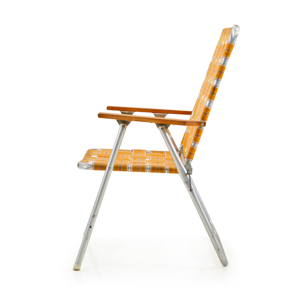 Yellow Orange Woven Folding Patio Chair