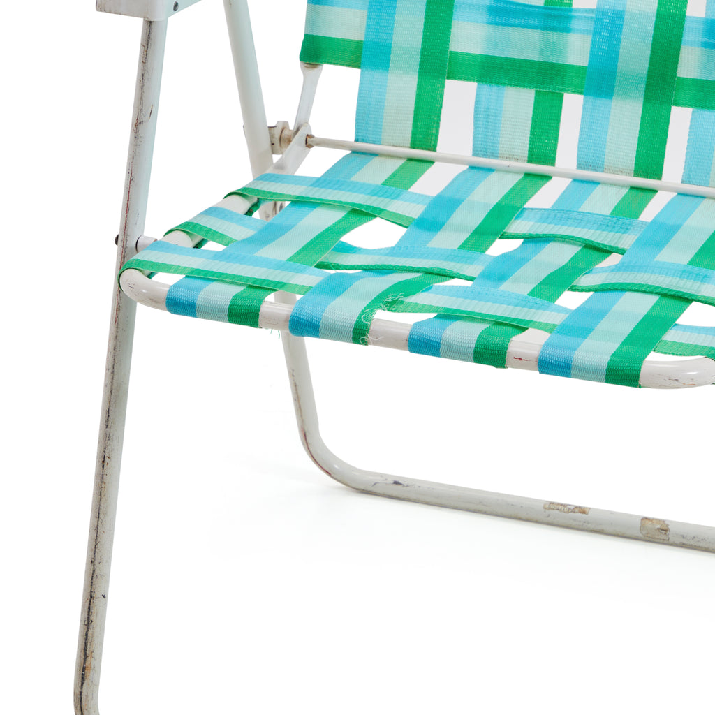 Green & Blue Woven Folding Patio Chair