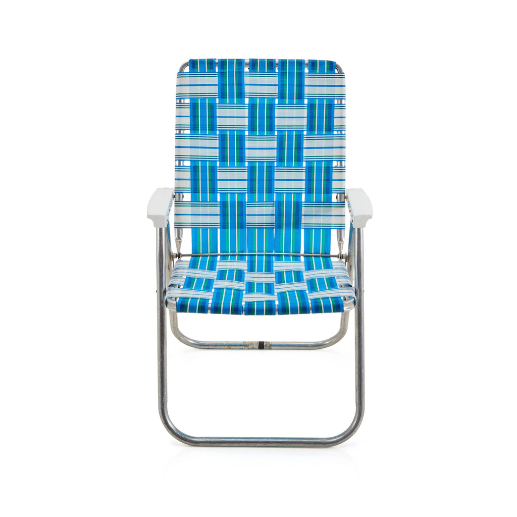Blue & Green Woven Folding Patio Chair
