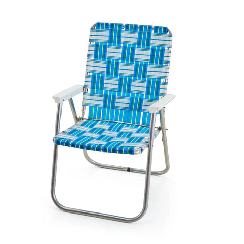 Blue & Green Woven Folding Patio Chair