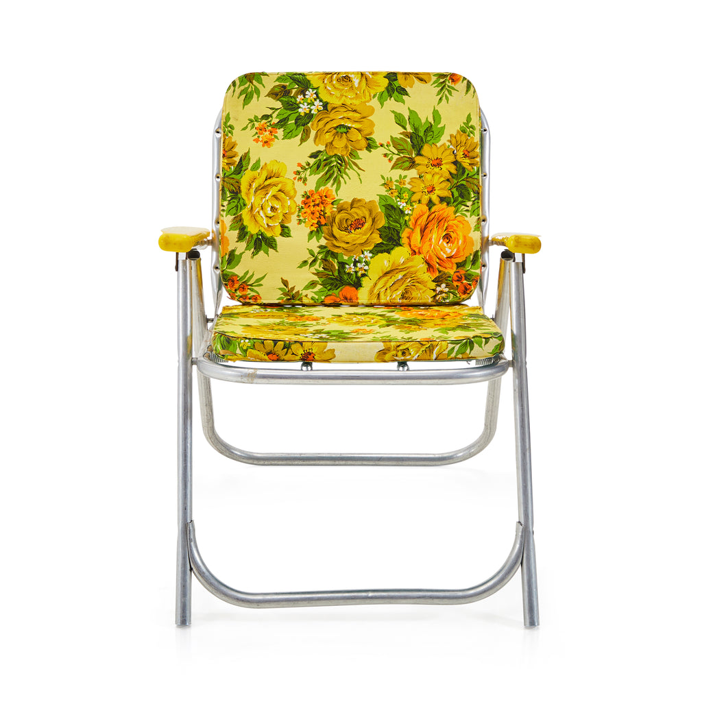 Yellow Floral Cushion Outdoor Lawn Chair